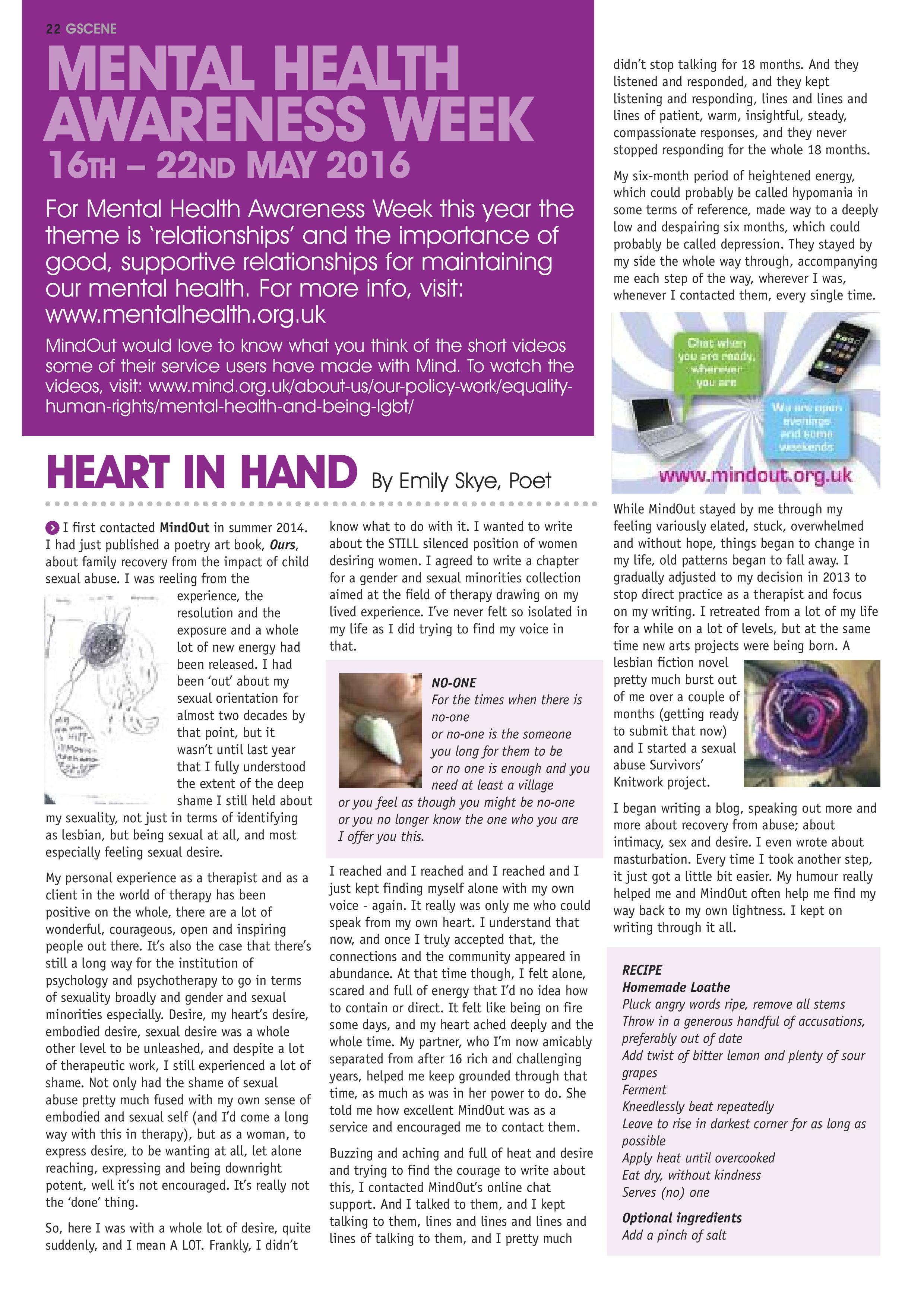 an image of a page from the magazine gscene showing emily skyes article