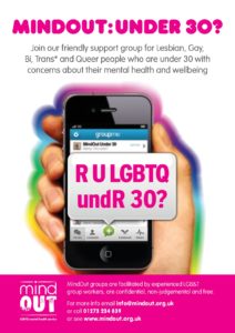 LGBTQ under 30s poster showing a smart phone