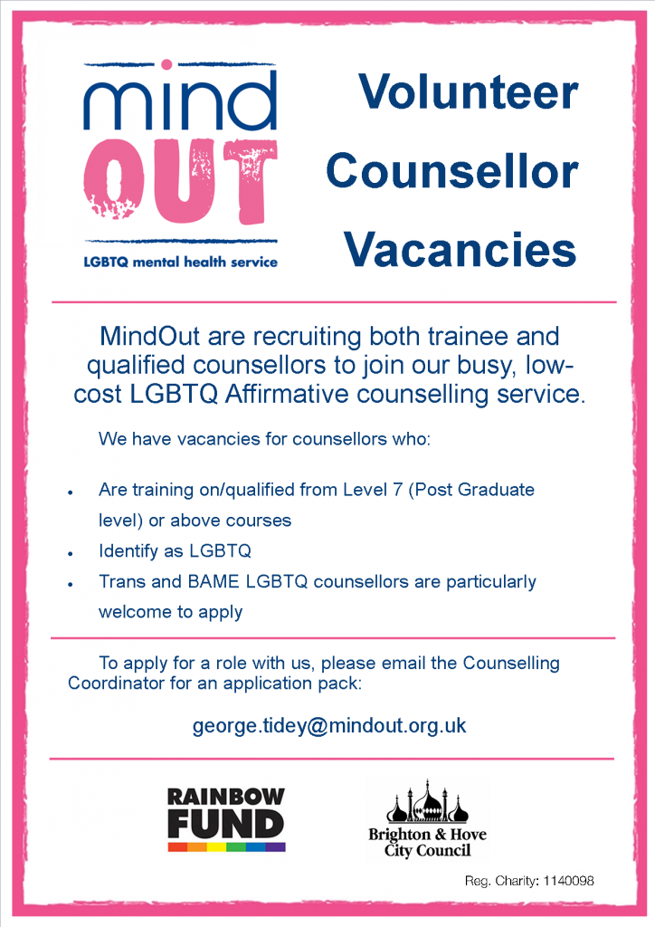 vacancies for volunteer counsellors