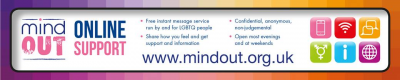 mindout online support banner with rainbow border
