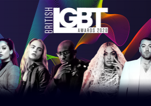 british lgbt awards 2020 digital banner featuring five of the nominees